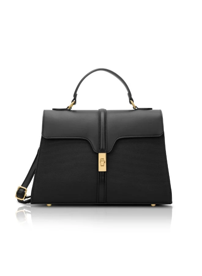 Lavie Signature Canva Flap Satchel (Black)